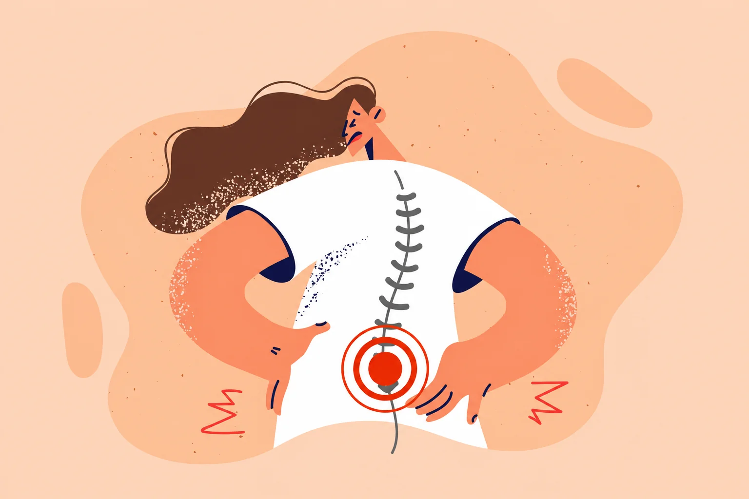 Illustration of a woman holding her lower back.
