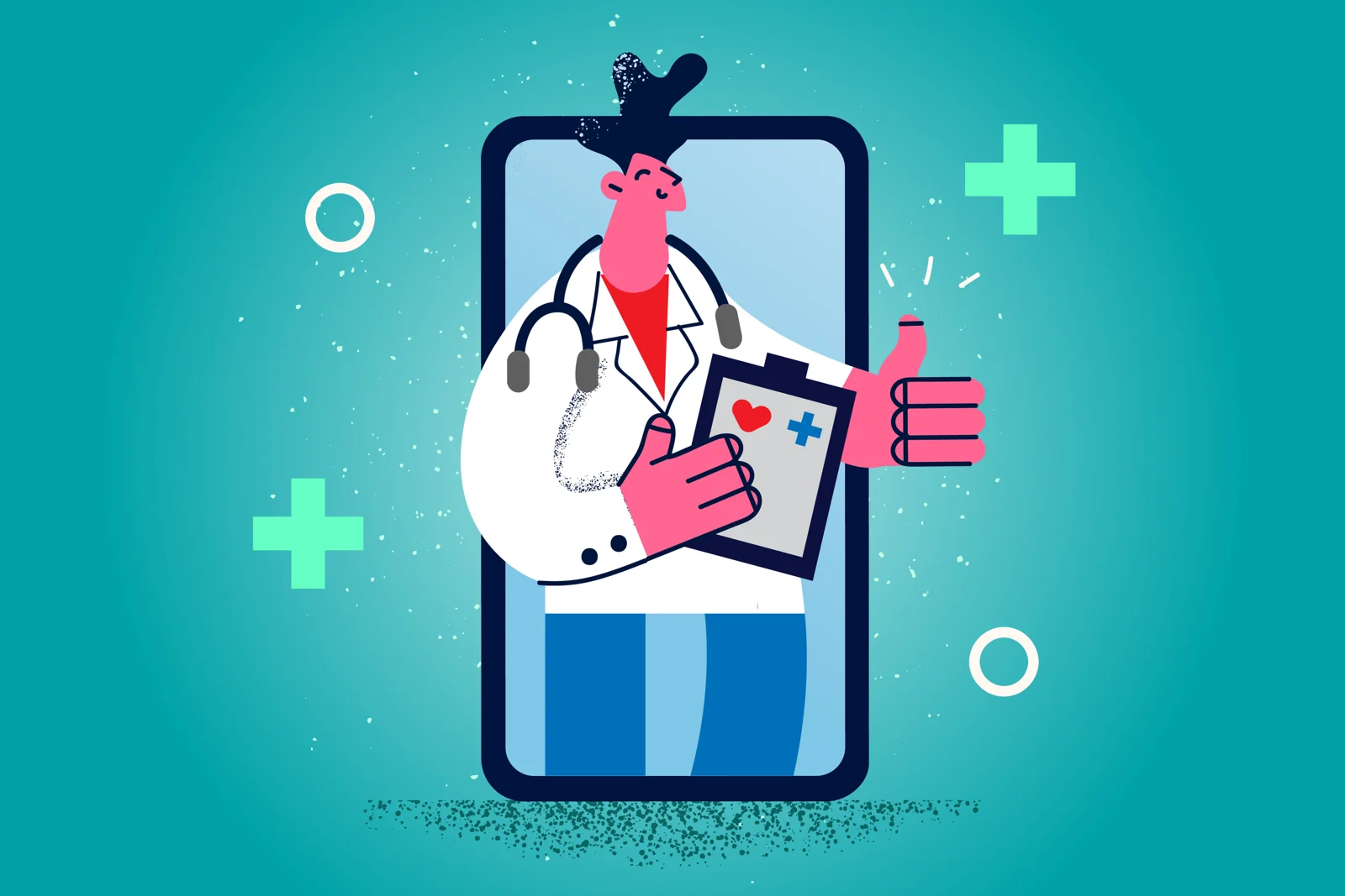 Illustration of a clinician available for a phone conversation.