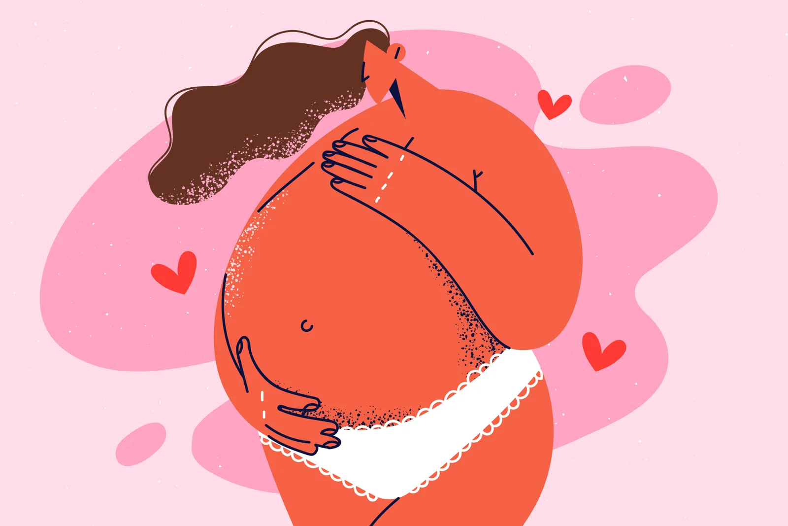 Illustration of a pregnant abdomen and changing body.