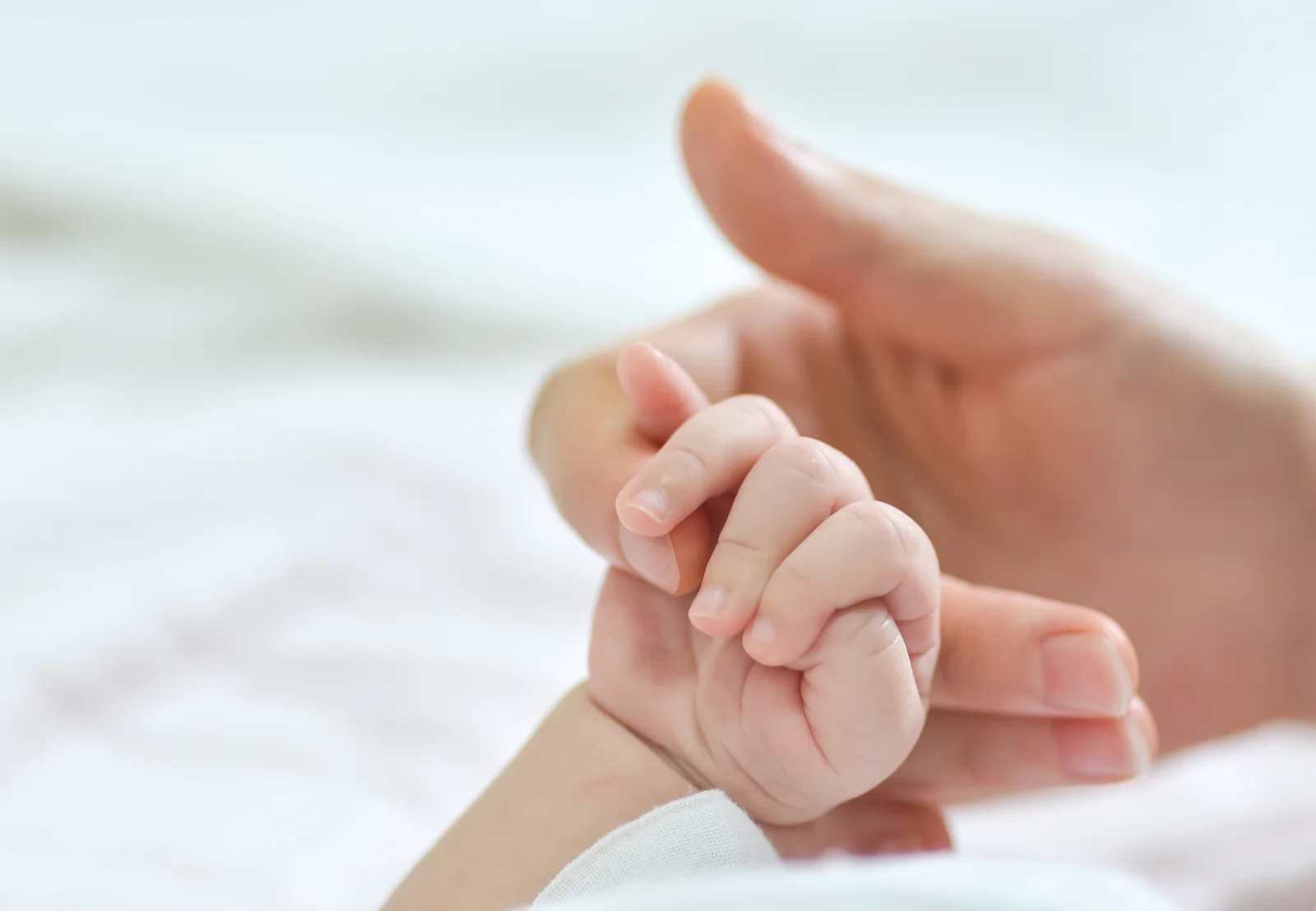 A couple gently holding hands