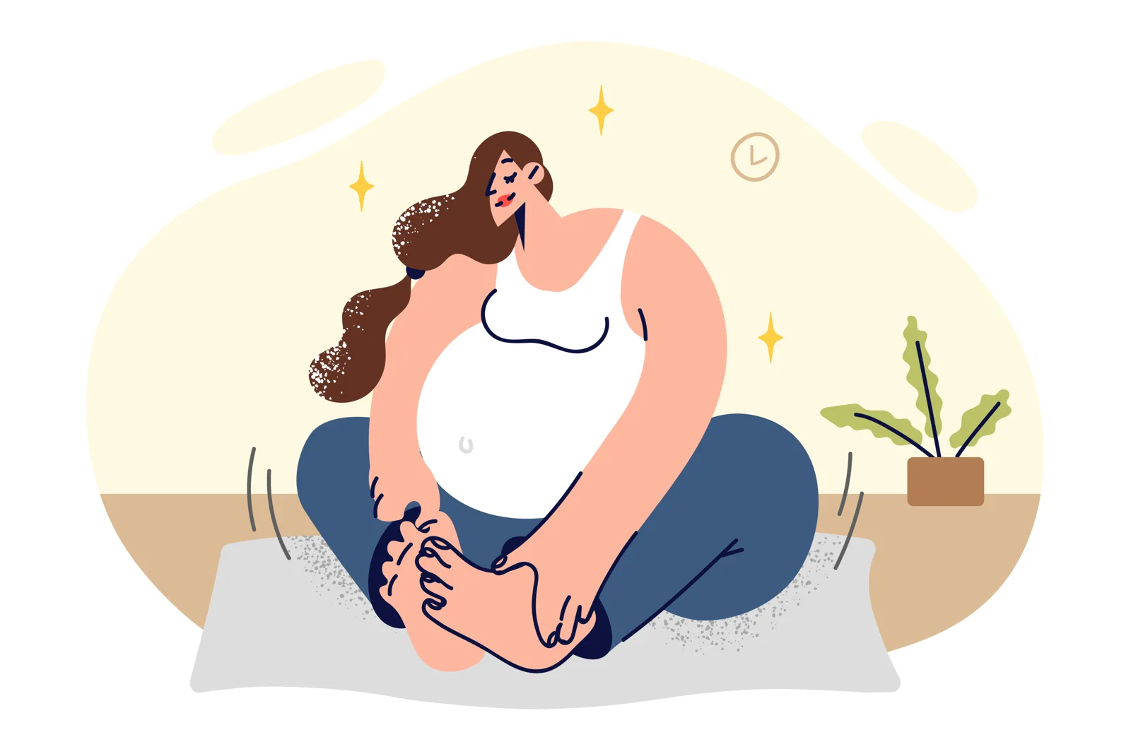 Illustration of a pregnant woman moving gently.