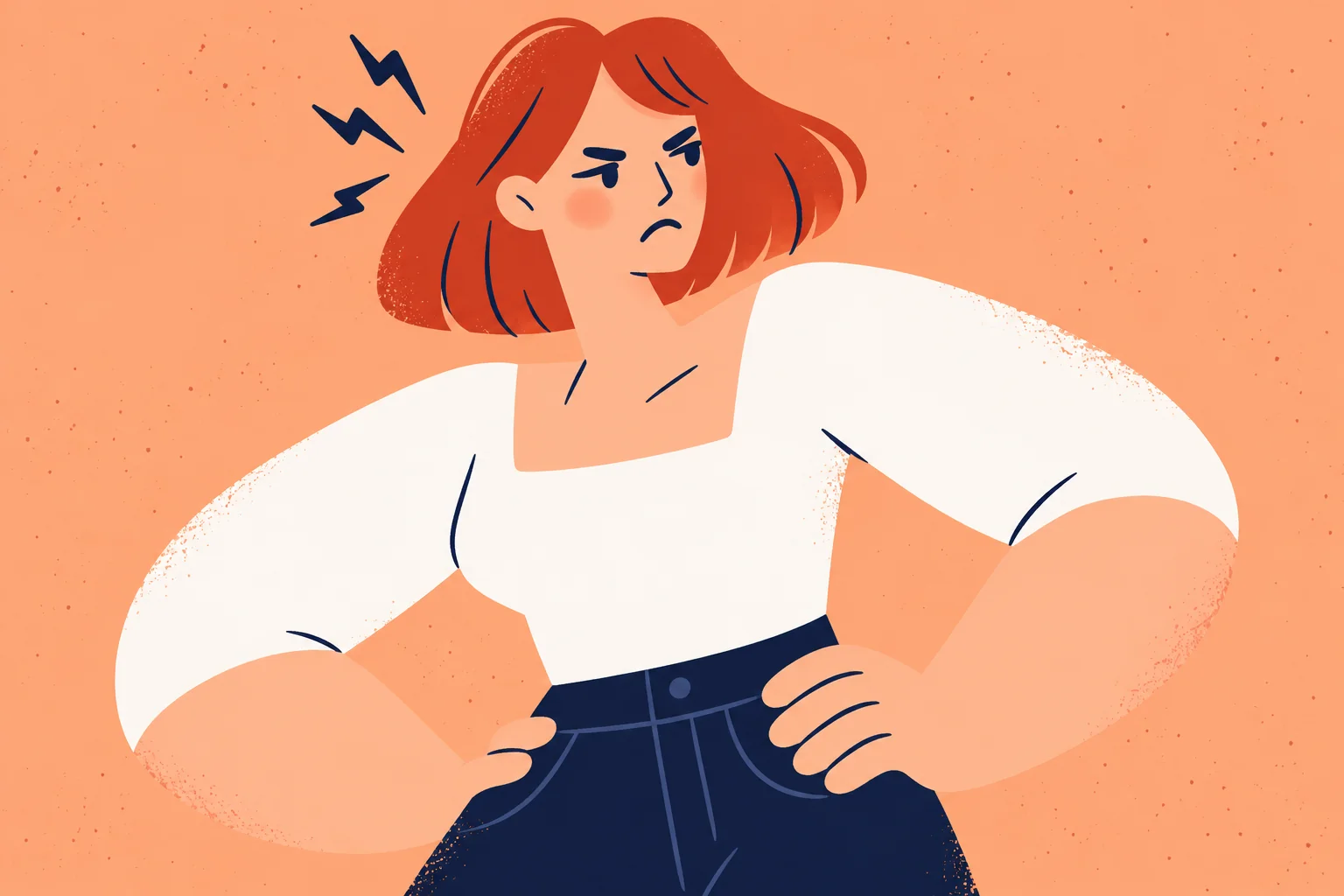 Illustration of a woman with lower back discomfort.
