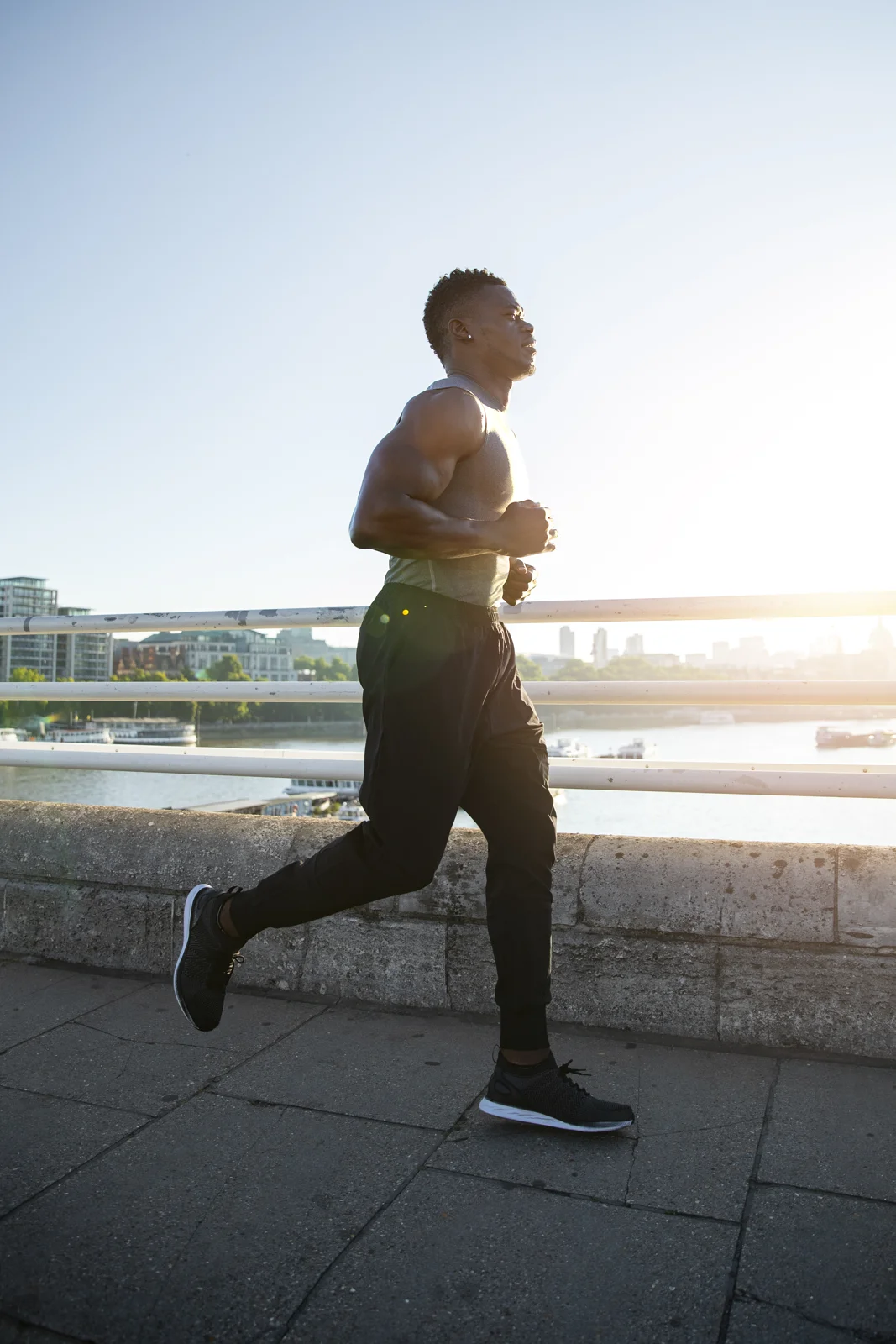 A man running outdoors