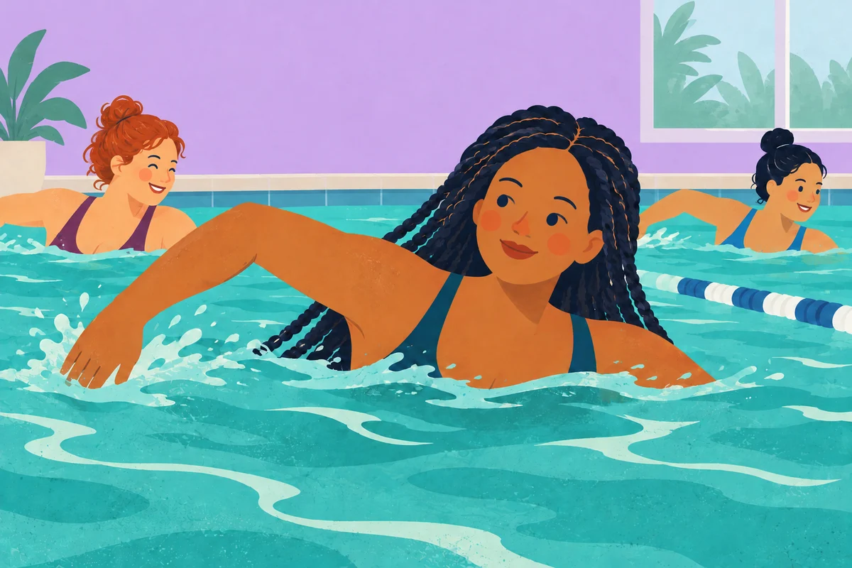 Women swimming in a pool