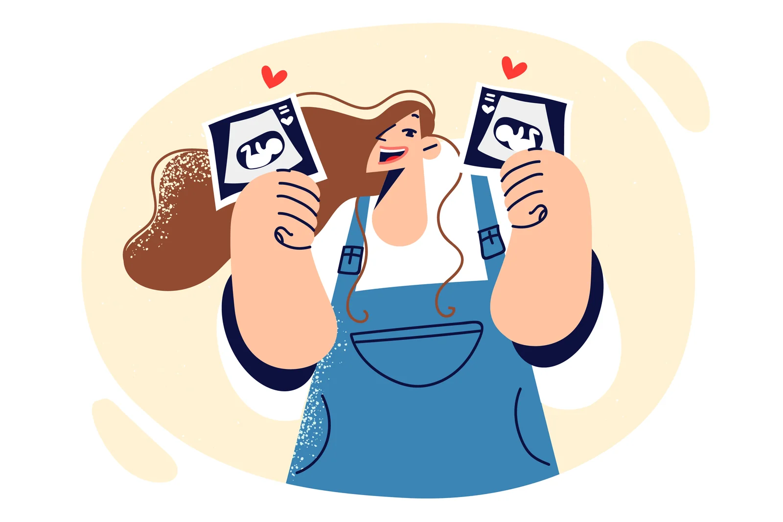 Illustration of a woman holding ultrasound pictures.