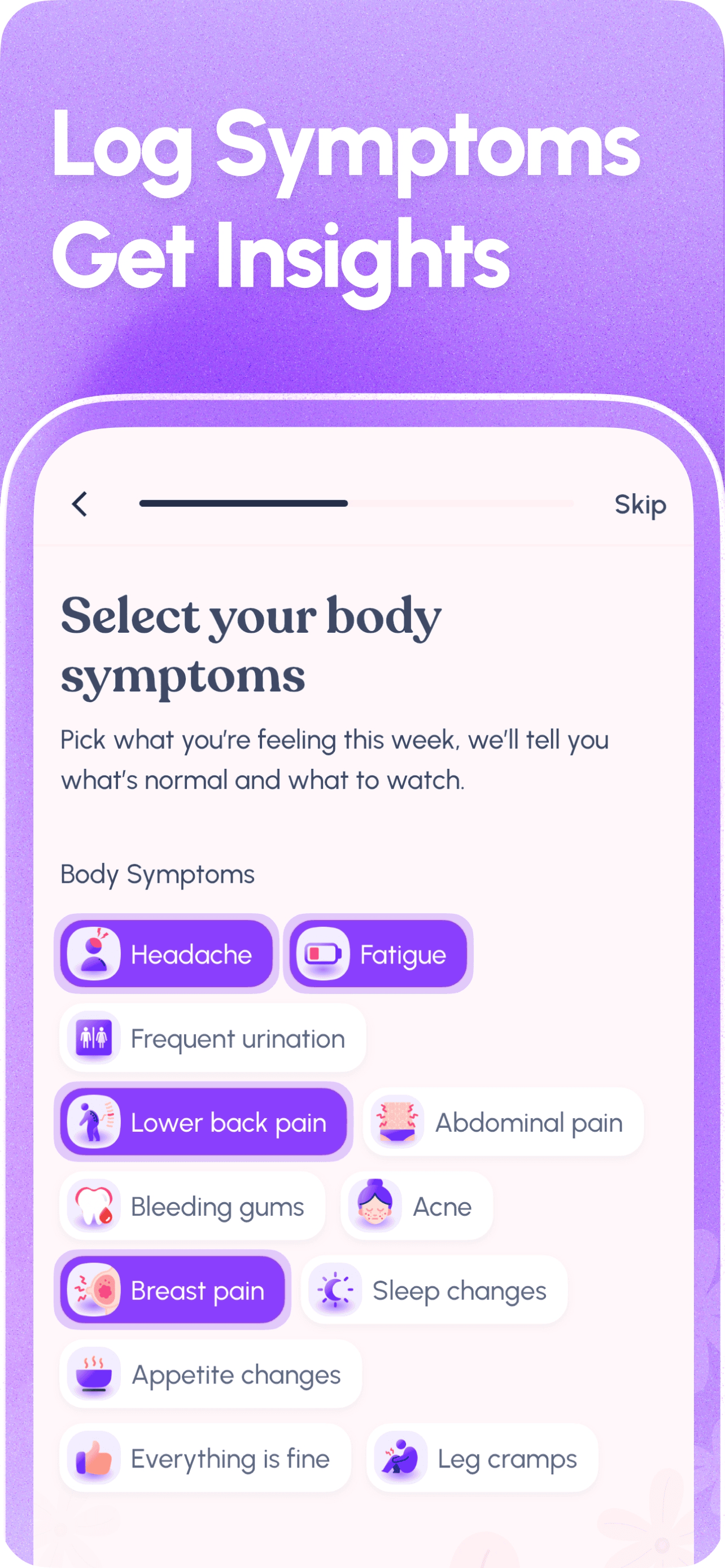 Log symptoms. Get insights.